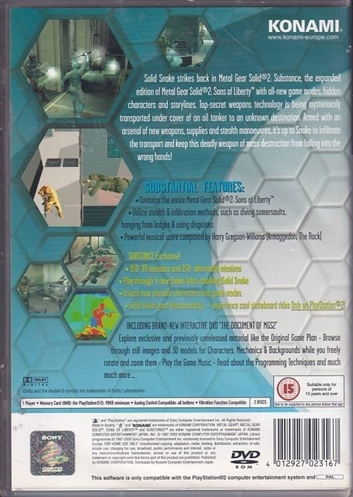 Metal Gear Solid 2 Substance - PS2 (A Grade) (Genbrug)